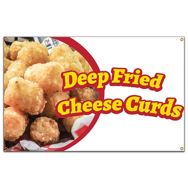 Deep Fried Cheese Curds Banner Concession Stand Food Truck Single Sided
